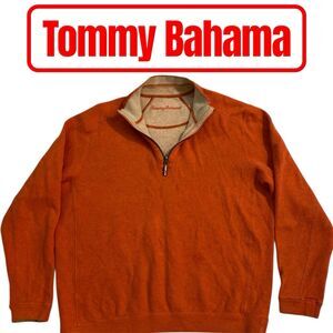 Tommy Bahama 1/4 Zip Pullover Men’s Size Large Peach Orange